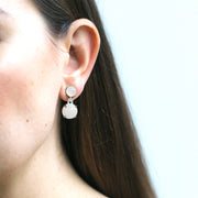 Moon Quartz Cabochon Earrings with Diamonds