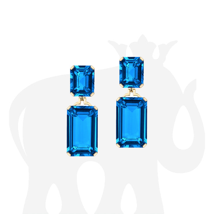 London Blue Topaz Emerald Cut Earrings