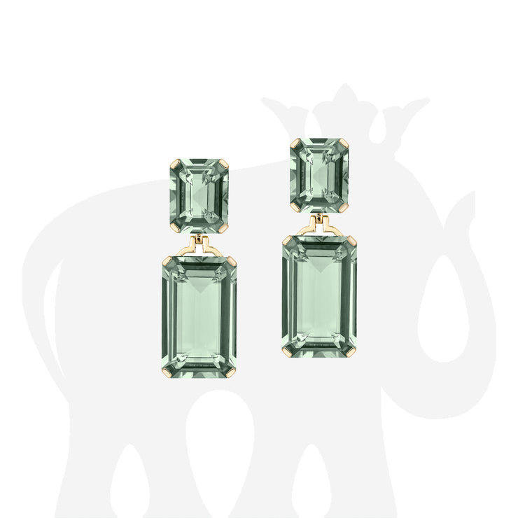 Prasiolite Double Emerald Cut Earrings