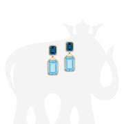 Blue Topaz & London Blue Topaz Emerald Cut Earrings