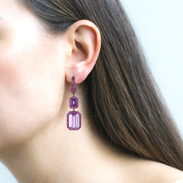 Amethyst with Lavender Amethyst & Sapphire Earrings
