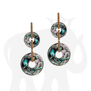 Small and Big Round Abalone Earrings with Brown Diamonds