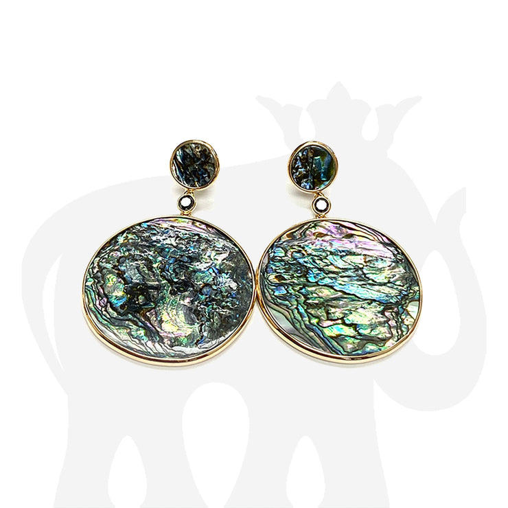 Mother Of Pearl Round Abalone Shell Earrings