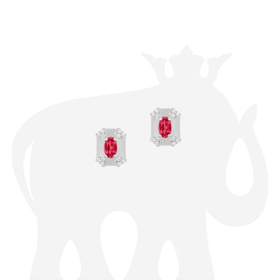 Rectangular Ruby & Diamond Stud