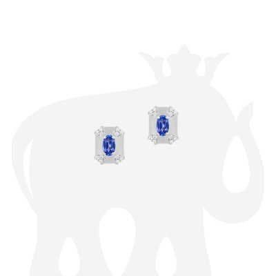 Rectangular Sapphire & Diamond Stud