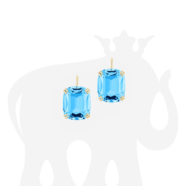 Blue Topaz Cushion Earrings on Wire