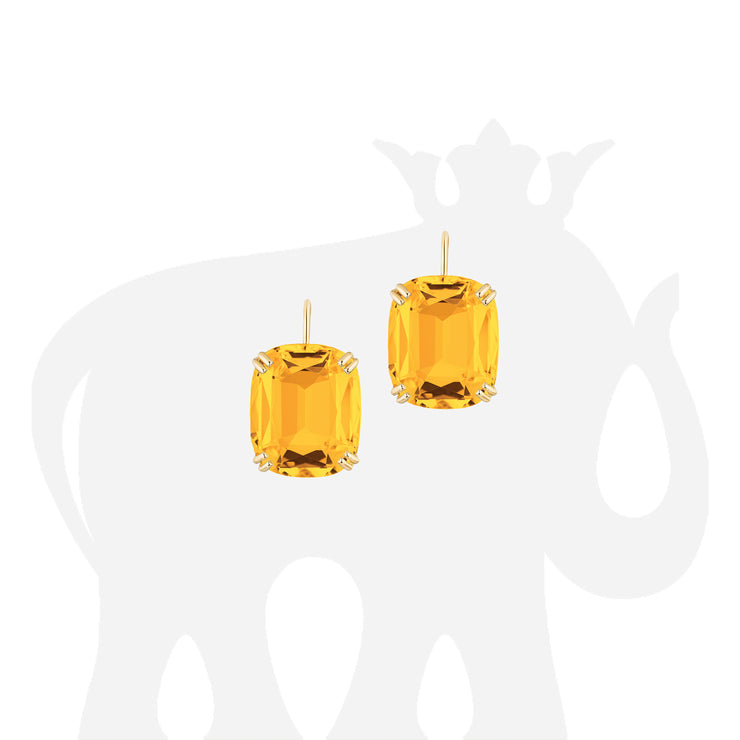 Citrine Cushion Earrings on Wire