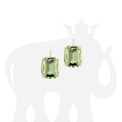 Prasiolite Cushion Earrings on Wire