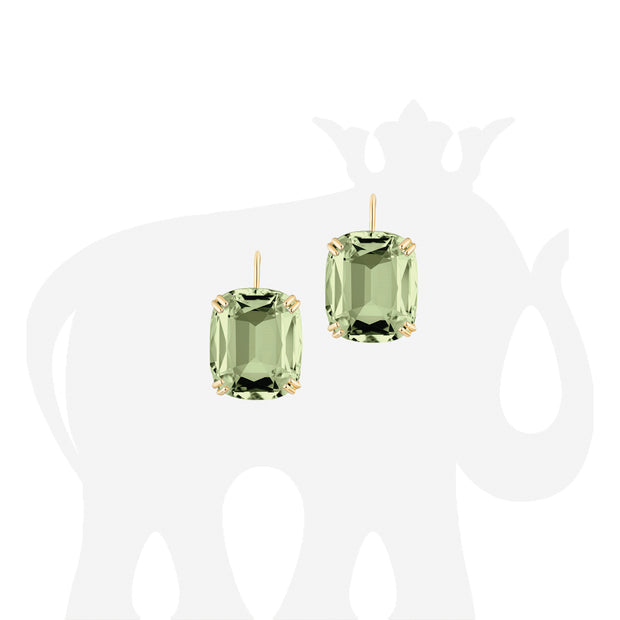 Prasiolite Cushion Earrings on Wire