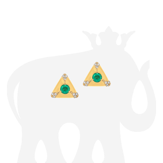 Triangular Emerald & Diamond Studs