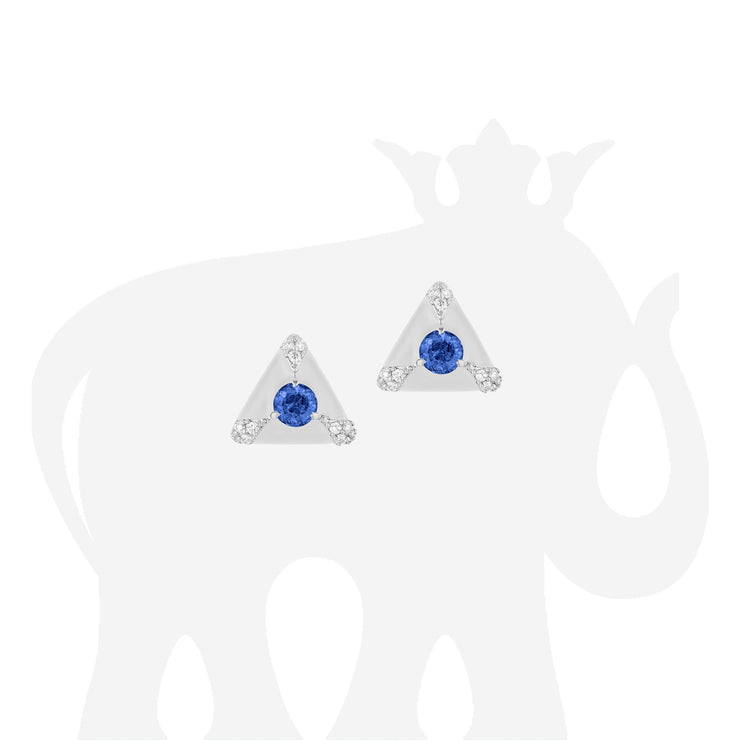 Triangular Sapphire & Diamond Studs