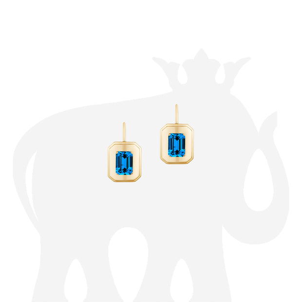 London Blue Topaz Emerald Cut Earrings