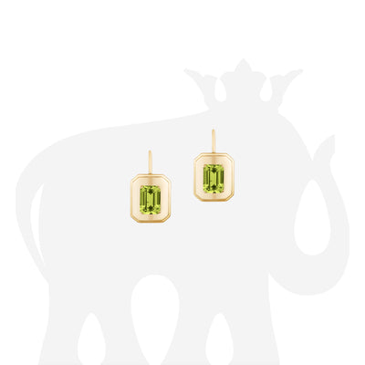 Peridot Emerald Cut Earrings with Lever Back