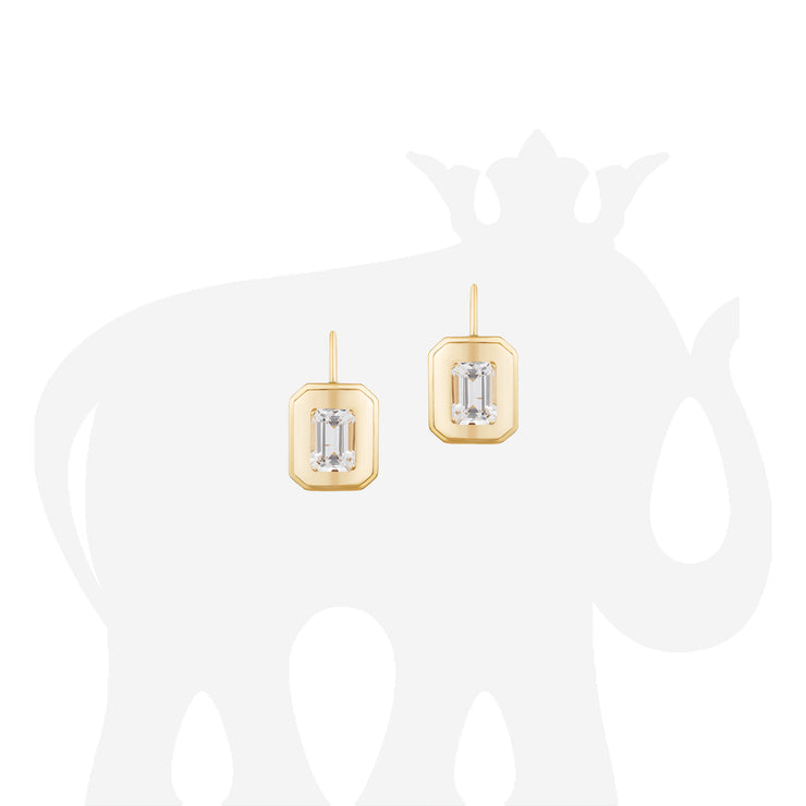 Rock Crystal Emerald Cut Earrings with Lever Back