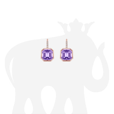 Lavender Amethyst Earrings with Diamonds