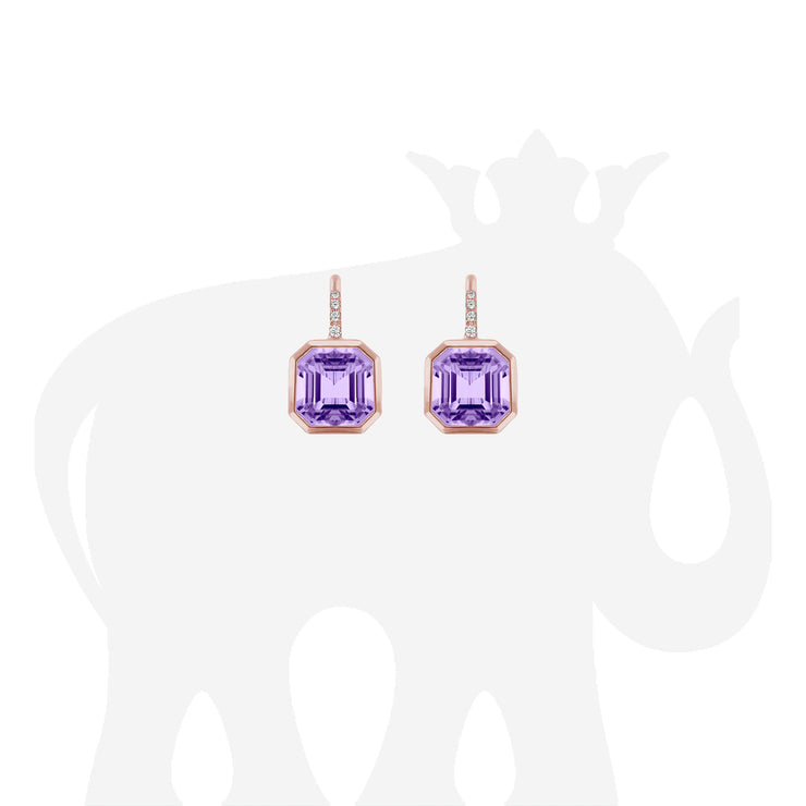 Lavender Amethyst Earrings with Diamonds