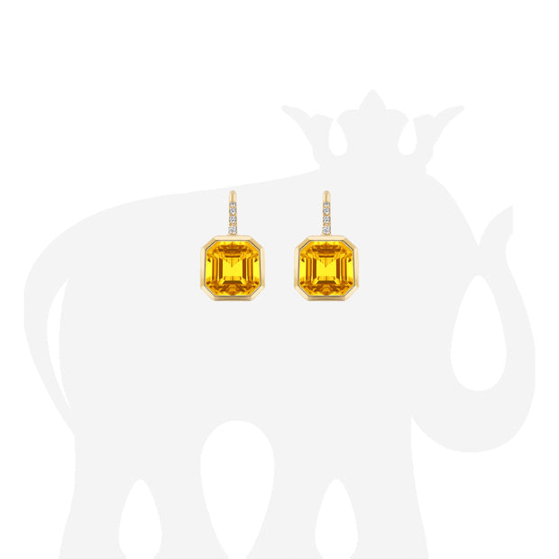 Citrine Earrings on Wire with Diamonds