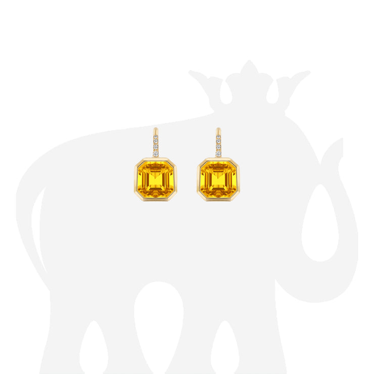 Citrine Earrings on Wire with Diamonds