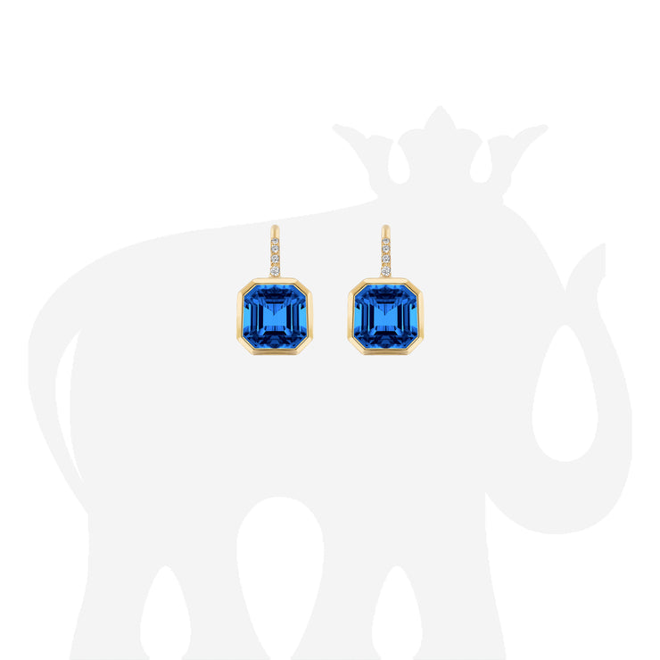 London Blue Topaz Earrings with Diamonds