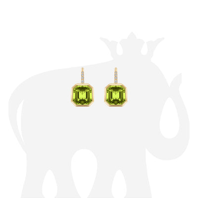 Peridot Earrings on Wire with Diamonds