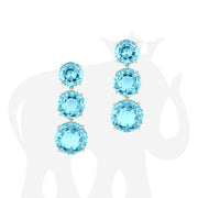 3 Tier Round Faceted Blue Topaz Earrings