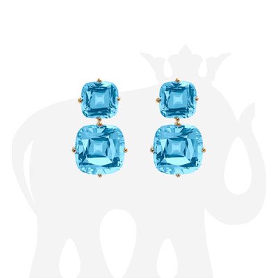 2 Tier Blue Topaz Earrings