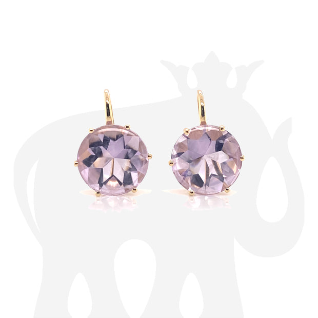 Faceted Round Lavender Amethyst Earrings on Wire