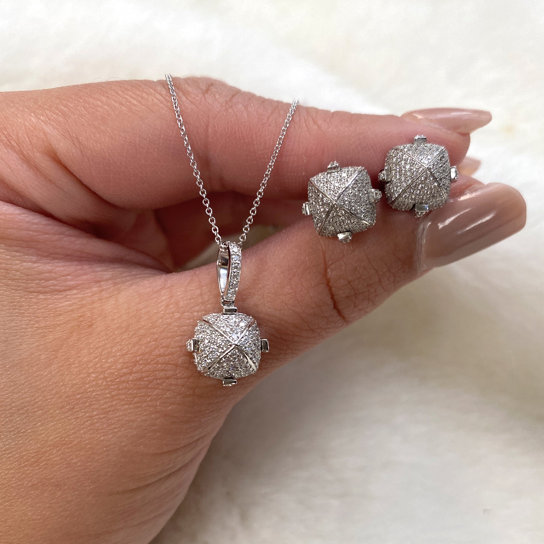 Diamond Pendant Necklace and Earring Set | Virani Jewelers