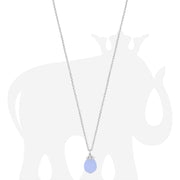 Large Blue Chalcedony Pendant With Diamonds