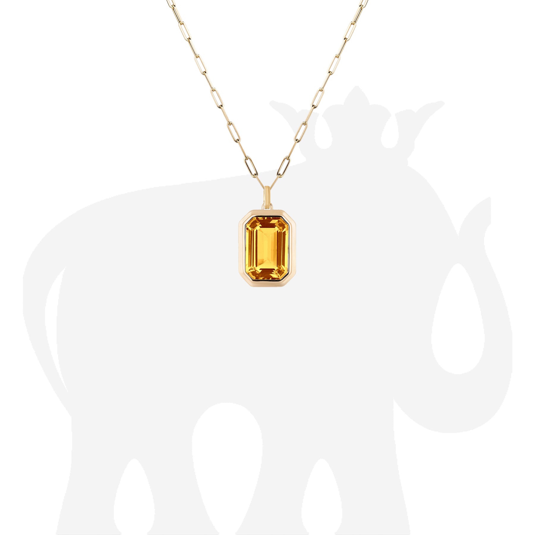 Emerald cut store citrine pendant