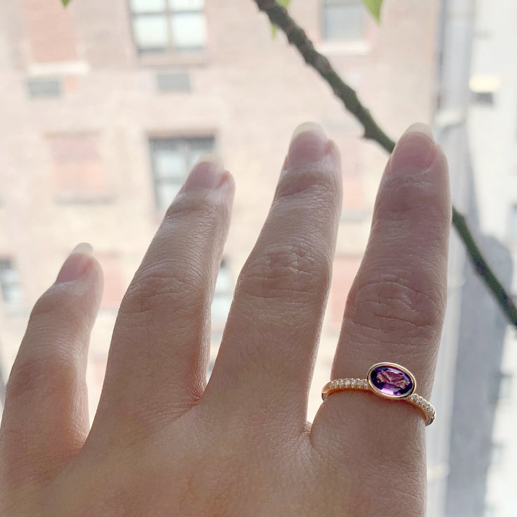 Amethyst Faceted Oval Ring