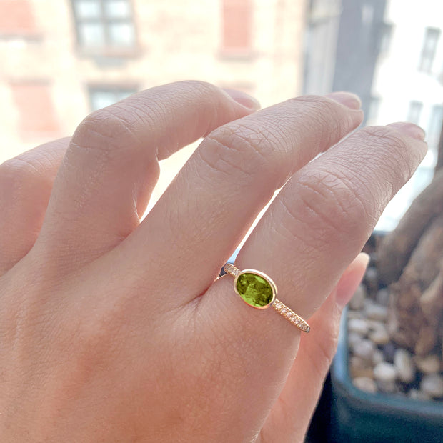 Peridot Faceted Oval Ring