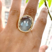Blue Topaz Oval Cabochon Ring