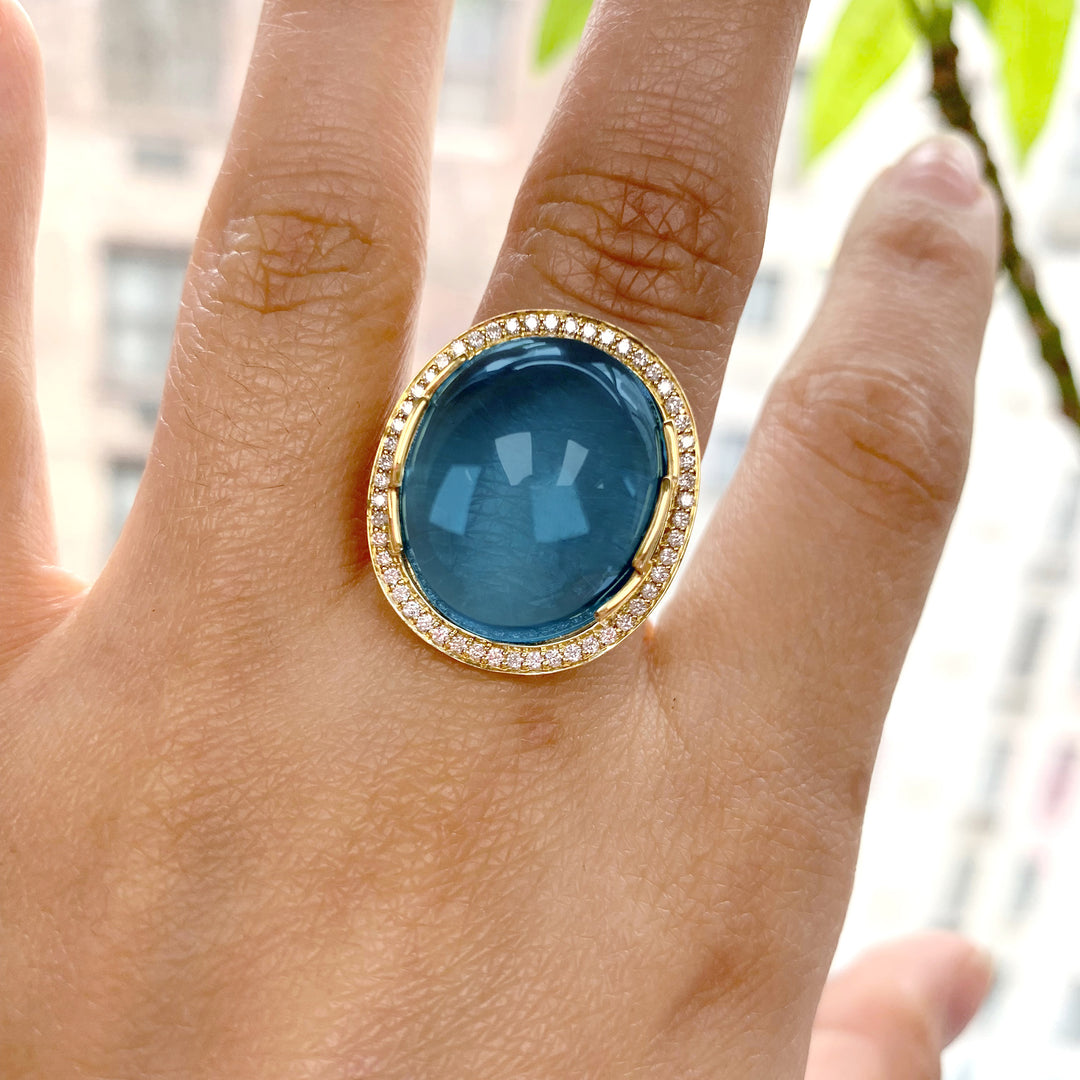 London Blue Topaz Oval Cabochon Ring – Goshwara