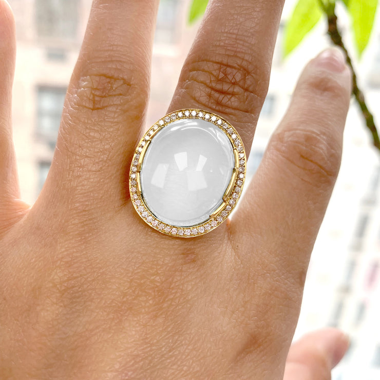 Moon Quartz Oval Cabochon Ring