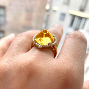 Citrine Sugar Loaf Ring with Diamonds