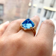 London Blue Topaz Sugar Loaf Ring with Diamonds