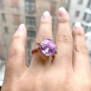 Lavender Amethyst Octagon Ring with Diamonds
