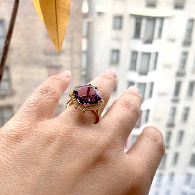 Amethyst Octagon Ring with Diamonds