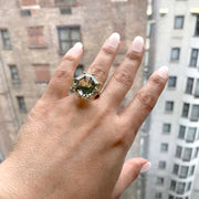 Prasiolite & Diamond Large Octagon Ring