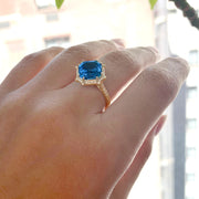 London Blue Topaz Octagon Ring with Diamonds