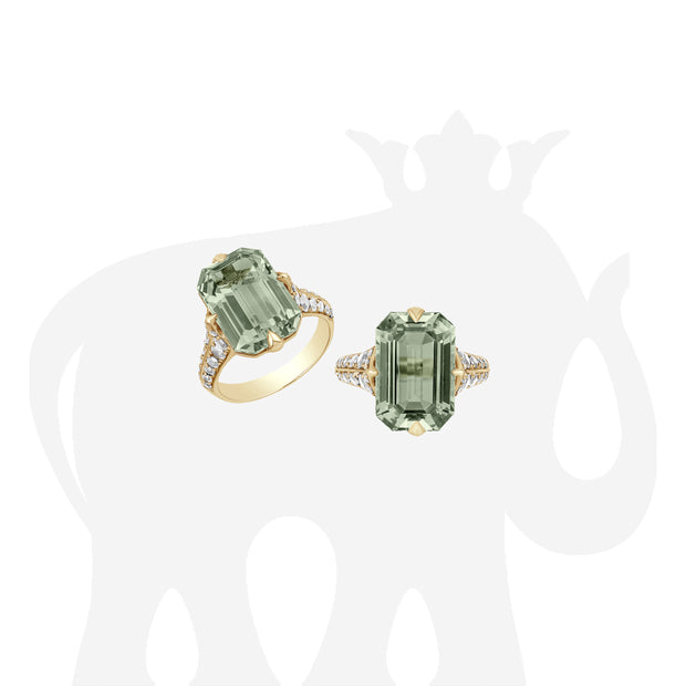 Prasiolite Emerald Cut Ring