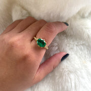 Small Oval Emerald Ring with Diamonds