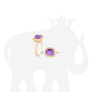 Lavender Amethyst Emerald Cut Bezel Set Ring