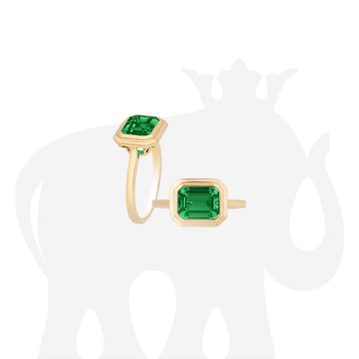 East West Emerald Bezel Set Ring