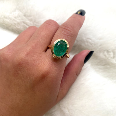 Faceted Oval Emerald Ring