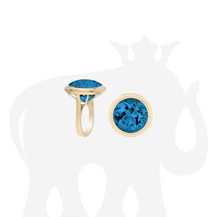 Faceted Round London Blue Topaz Ring