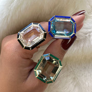 Rock Crystal & Onyx Emerald Cut Ring