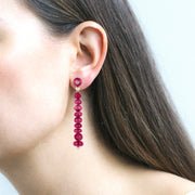Single Line Rubelite Beads Long Earrings